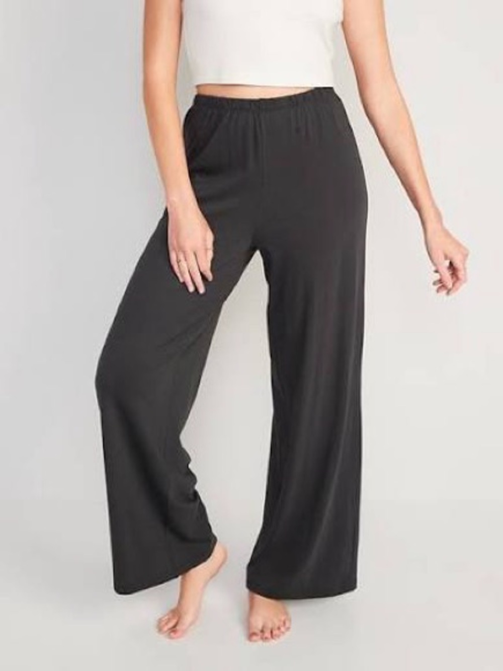 Old Navy Petite High Waisted Sunday Sleep Wide Leg Pajama Pants in Panther MP